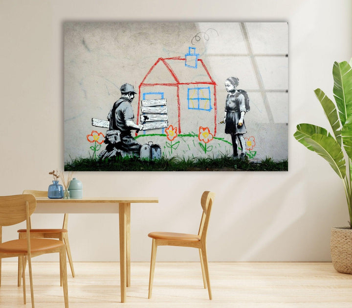 Banksy Kids House Tempered Glass Wall Art - Discover Banksy wall art for sale and bring unique, provocative designs into your home. Shop our extensive collection of Banksy art prints, including large Banksy wall art pieces, and make a bold statement with authentic Banksy paintings for sale.