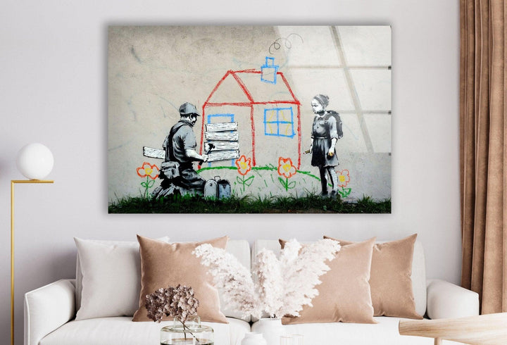 Banksy Kids House Tempered Glass Wall Art - Find the best Banksy paintings for sale and add a touch of modern street art to your decor. Our Banksy art for sale includes a variety of prints, paintings, and original pieces. Purchase Banksy art and enhance your living space with iconic imagery.