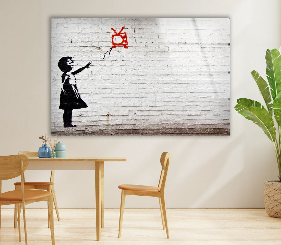 a painting of a girl holding a kite - Buy Banksy art and enhance your space with striking, modern designs. Our Banksy prints for sale include a variety of options, from large wall art to smaller prints. Find Banksy artwork for sale that fits your style and makes a statement in any room.