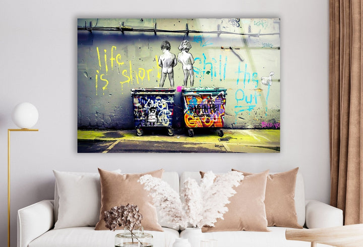 Banksy Life is Short Glass Wall Art. Buy Banksy Art