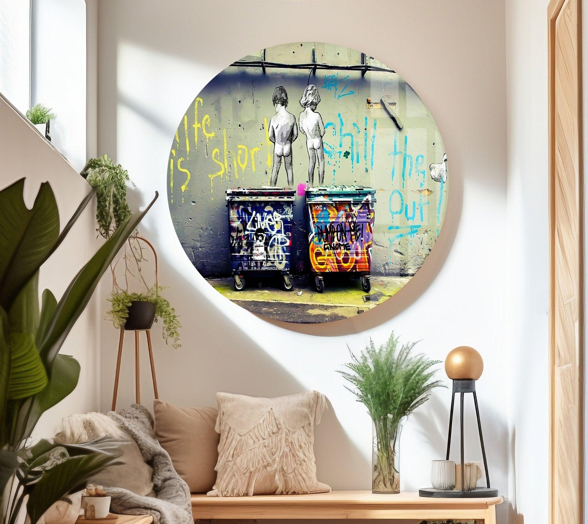 Glass, Glass Printing, Glass Wall Decor, Children Banksy Glass popular Wall Art, Graffiti Glass Art, Banksy Boy Glass Art, Banksy Glass Printing,