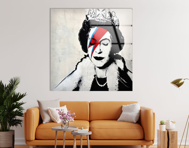 Banksy Queen Elizabeth Glass Wall Art - Transform your home with Banksy wall art, available in various sizes and designs. Shop our collection of Banksy paintings for sale, including original art and prints. Buy Banksy art and enjoy the vibrant, thought-provoking imagery that defines his work.