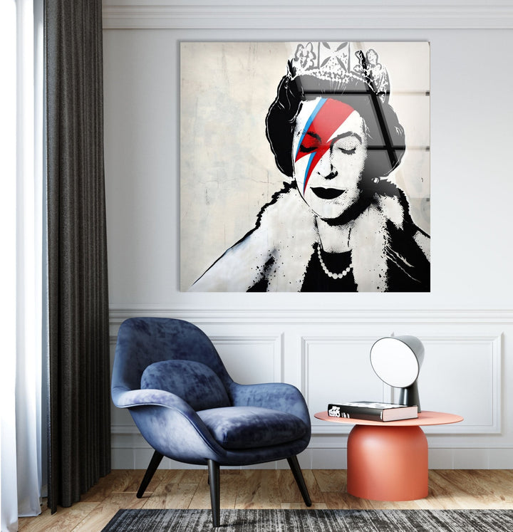 Banksy Queen Elizabeth Glass Wall Art - Purchase Banksy art to transform your home decor with vibrant, iconic pieces. Explore our collection of Banksy wall art, paintings, and prints for sale. Add a contemporary touch with Banksy artwork for sale and find the perfect piece to elevate any space.