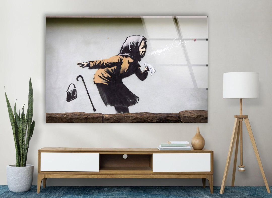 Banksy Sneezing Woman Glass Wall Art Artdesigna Glass Printing Wall Arts - Purchase Banksy art