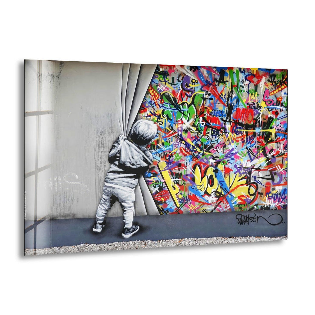 Banksy Street Art Graffiti Glass Wall Art.Banksy Art for Sale