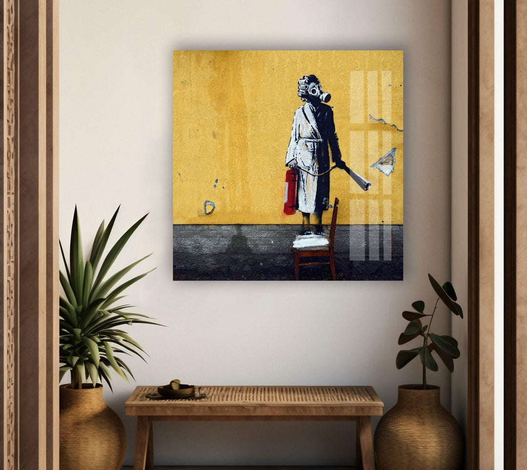 Banksy Woman with Gas Mask Glass Wall Art - Explore Banksy original art for sale and bring the renowned street artist's work into your space. Our collection includes large Banksy wall art, prints, and paintings. Purchase Banksy art and add a bold, artistic touch to your home decor today.