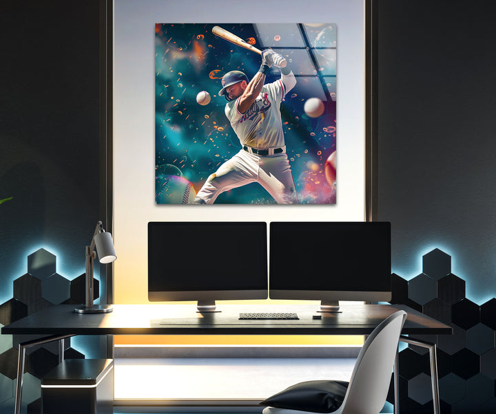 Baseball Player Glass Wall Art