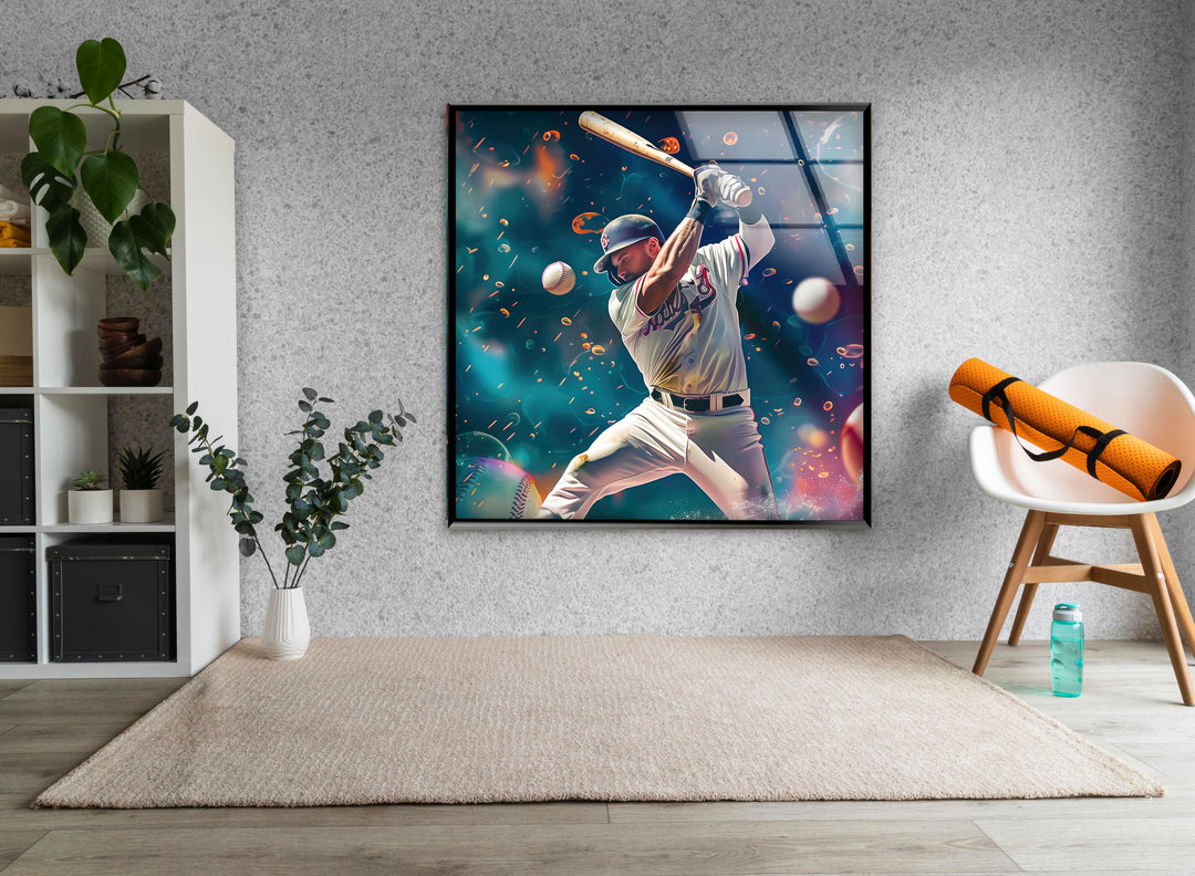 Baseball Player Glass Wall Art