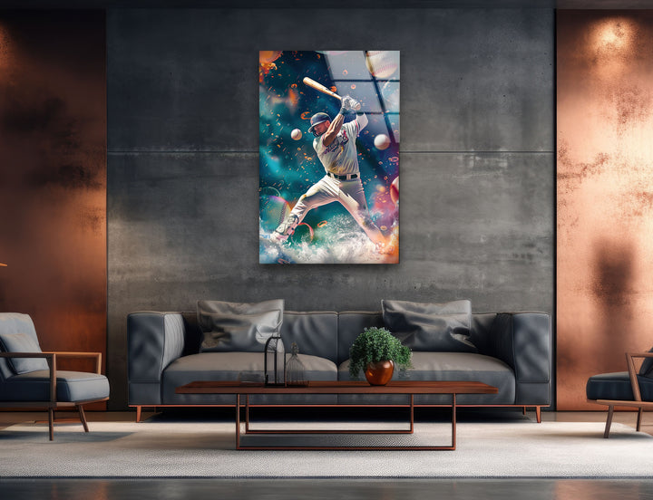 Baseball Player Glass Wall Art