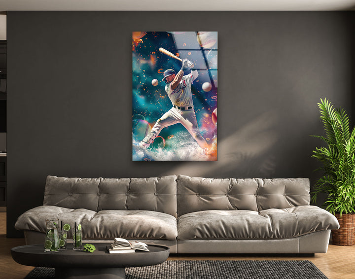 Baseball Player Glass Wall Art