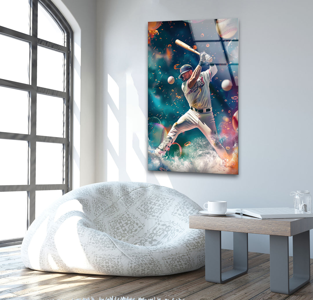 Baseball Player Glass Wall Art