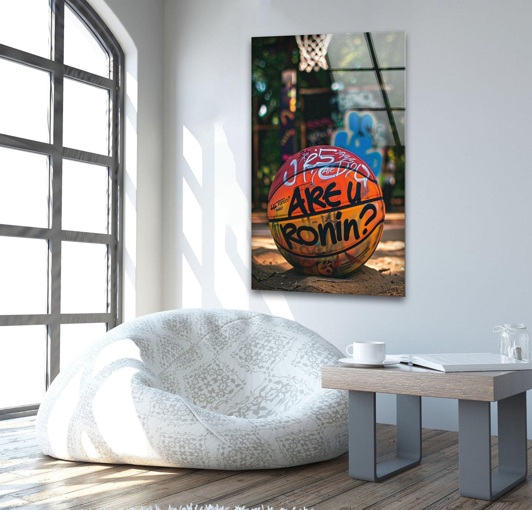 Basketball Ball Glass Wall Art