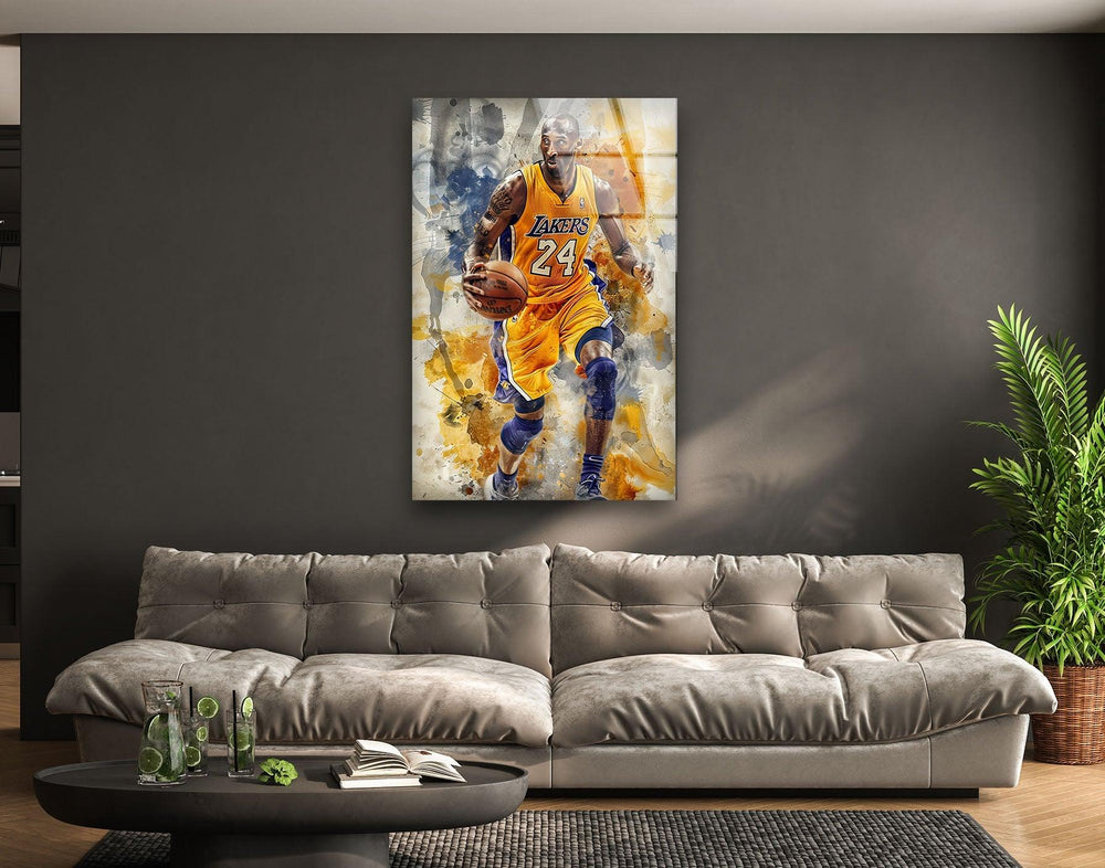 Basketball Kobe Bryant Glass Wall Art glass art painting, glass art for the Wall
