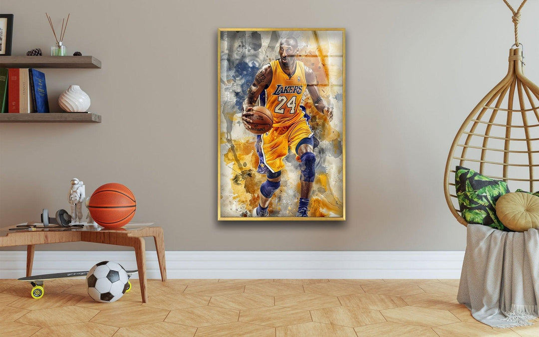 Basketball Kobe Bryant Glass Wall Art photo print on glass, prints on glass wall art
