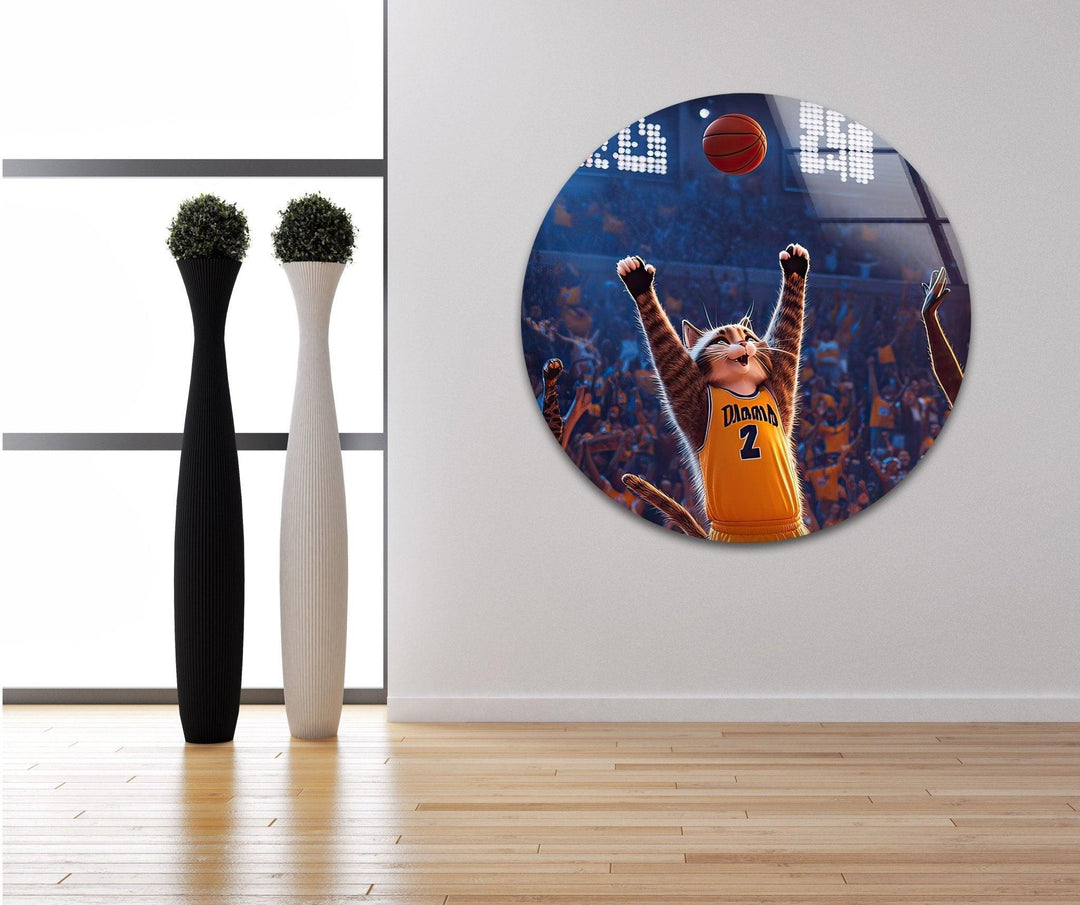 Basketball Players Cat Glass Wall Art glass image printing, glass prints from photos
