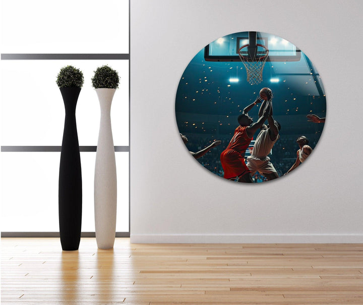 Basketball Players Glass Wall Art glass photo prints, glass picture prints
