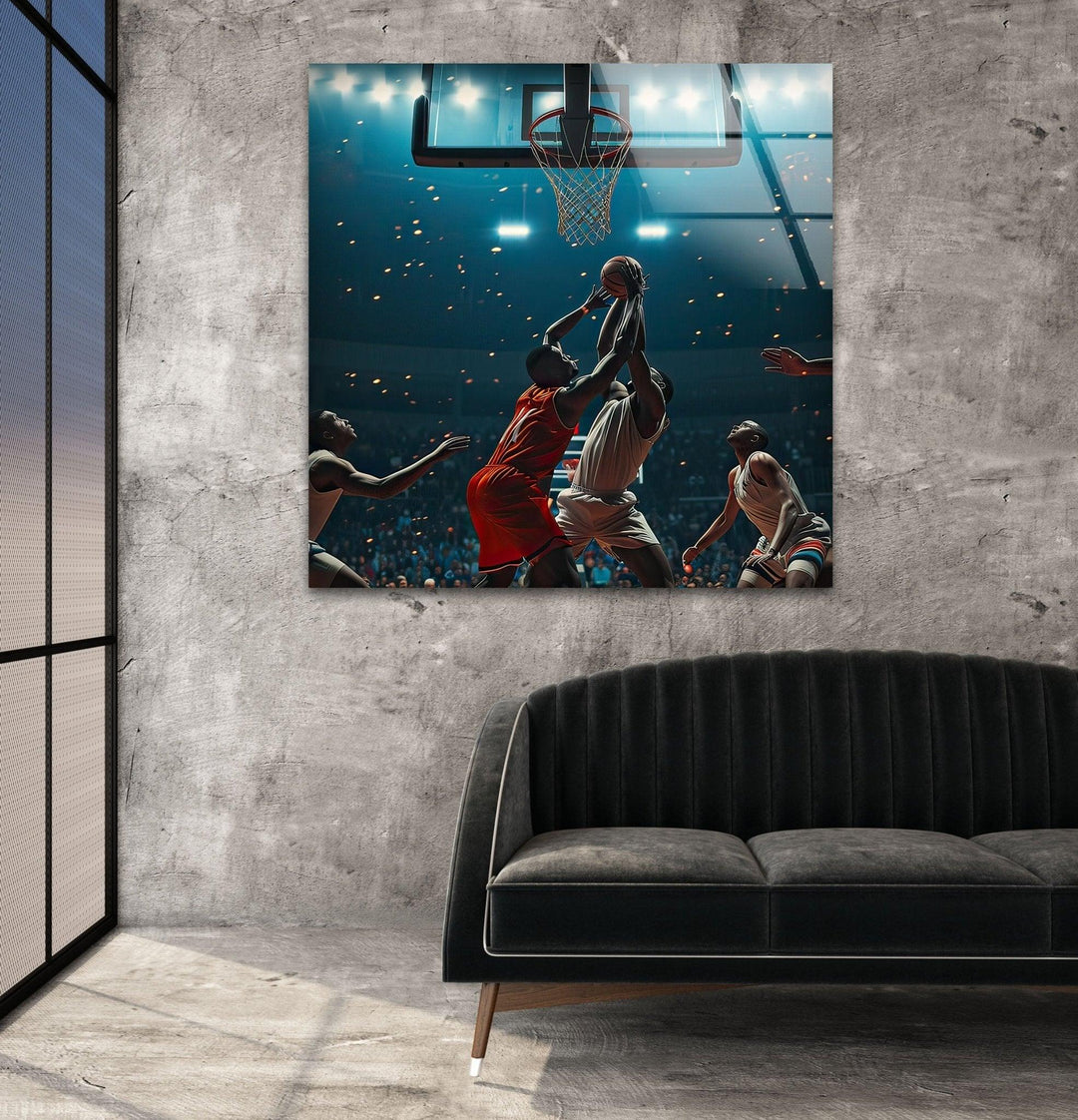 Basketball Players Glass Wall Art glass image printing, glass prints from photos
