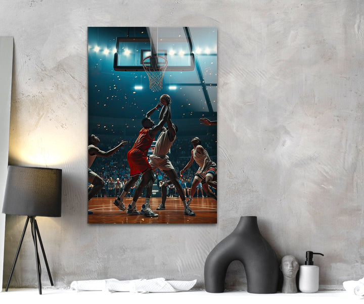 Basketball Players Glass Wall Art custom glass photo prints, large glass prints
