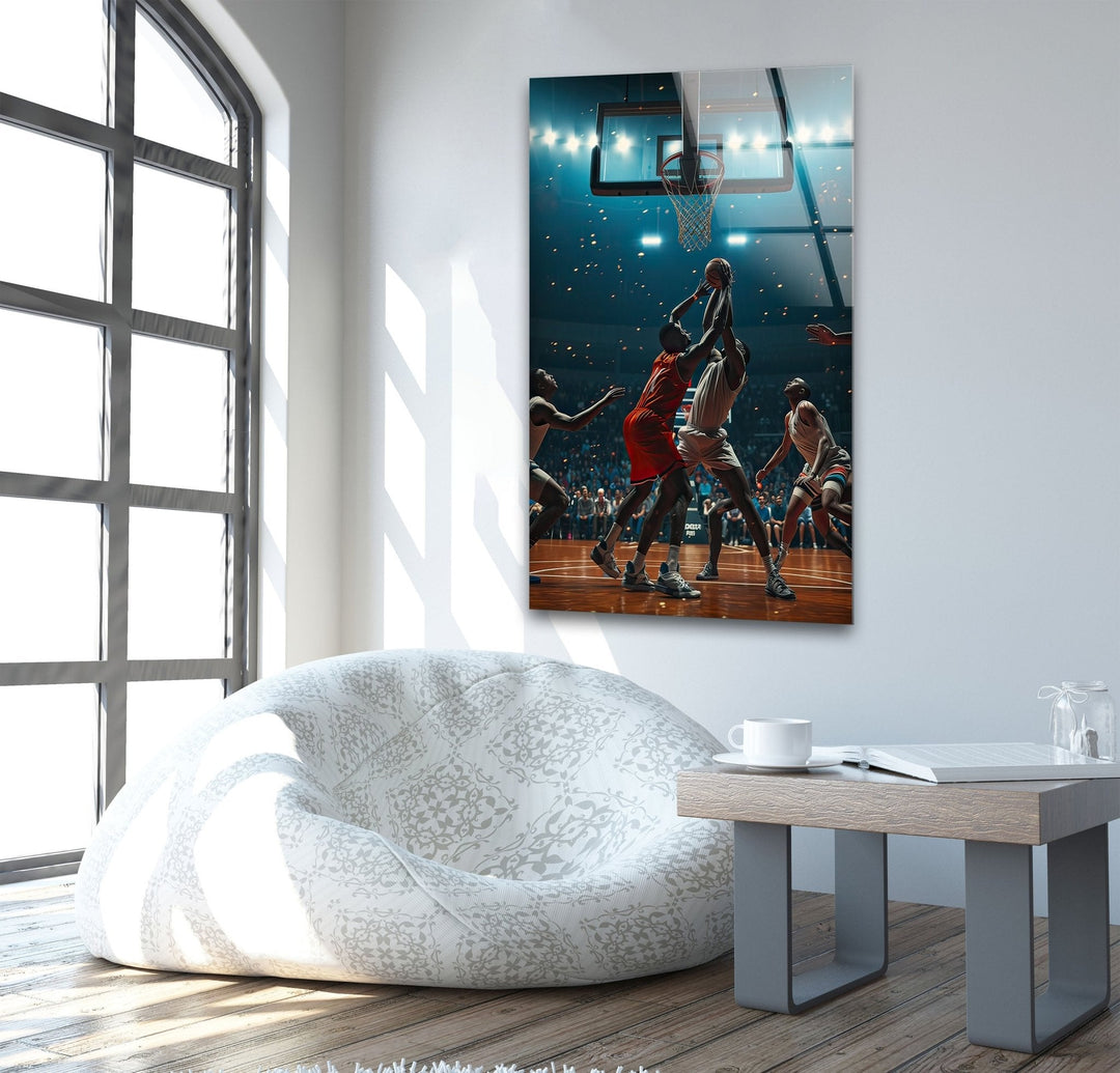 Basketball Players Glass Wall Art Glass Printing Wall Art, Print photos on glass
