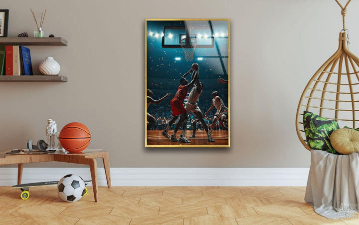 Basketball Players Glass Wall Art picture on glass wall art, photos printed on glass
