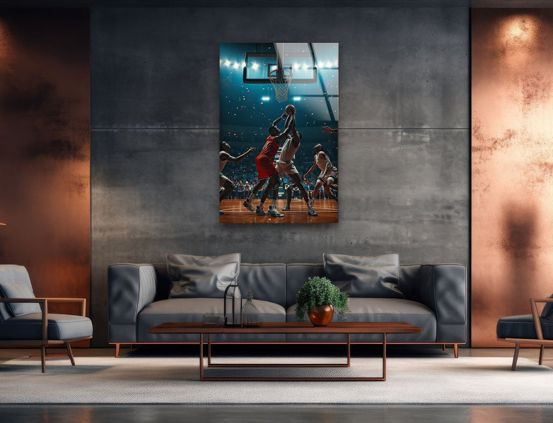 Basketball Players Glass Wall Art large glass photo prints, glass wall photos
