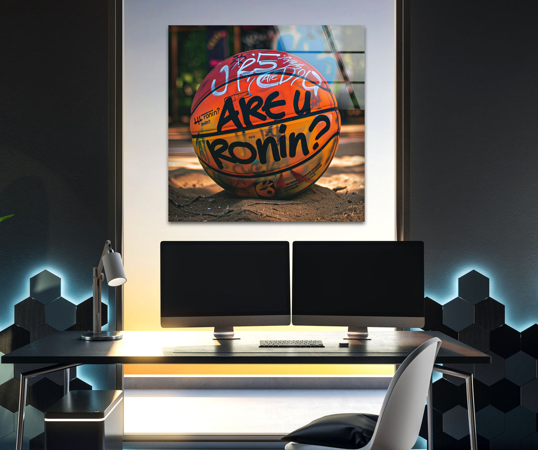 Basketball Ball Glass Wall Art