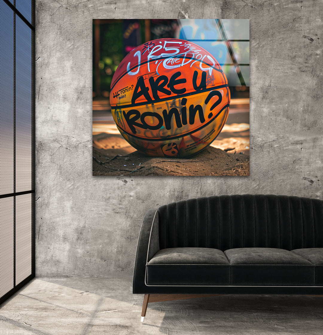 Basketball Ball Glass Wall Art