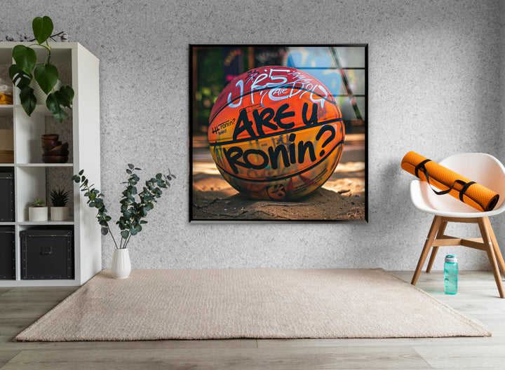 Basketball Ball Glass Wall Art