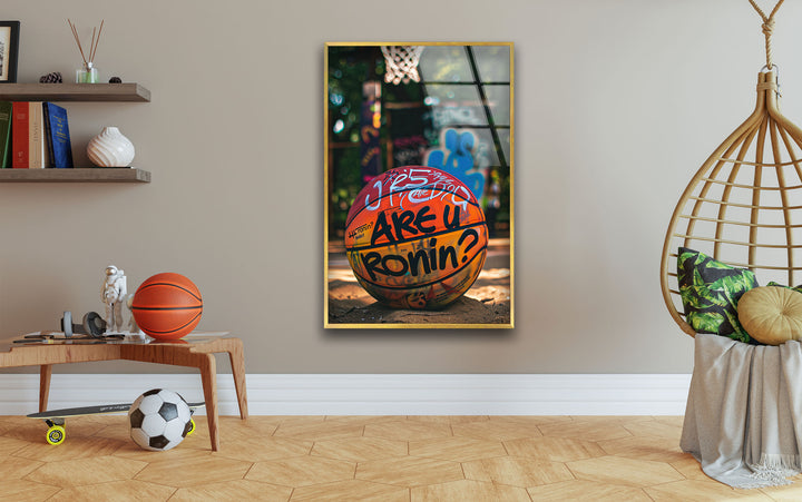 Basketball Ball Glass Wall Art