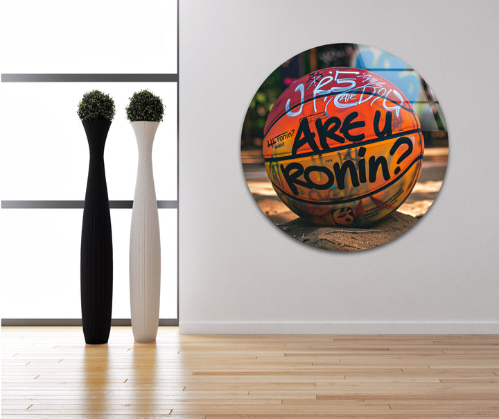 Basketball Ball Glass Wall Art