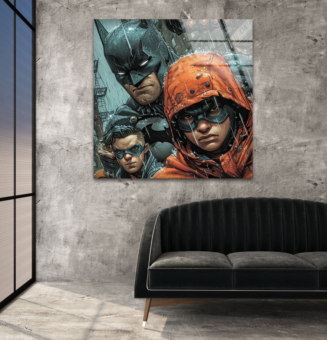 Batman and Robin Glass Wall Art glass art painting, glass art for the Wall
