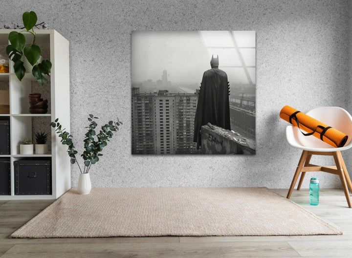 Batman City Glass Wall Art custom glass pictures, glass art prints
