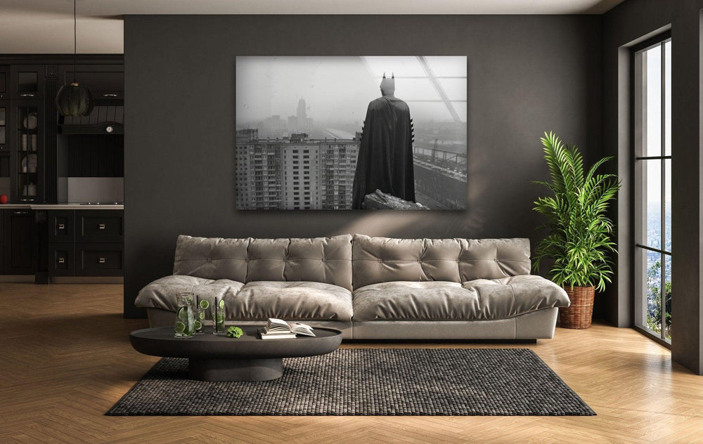 Batman City Glass Wall Art picture on glass wall art, photos printed on glass
