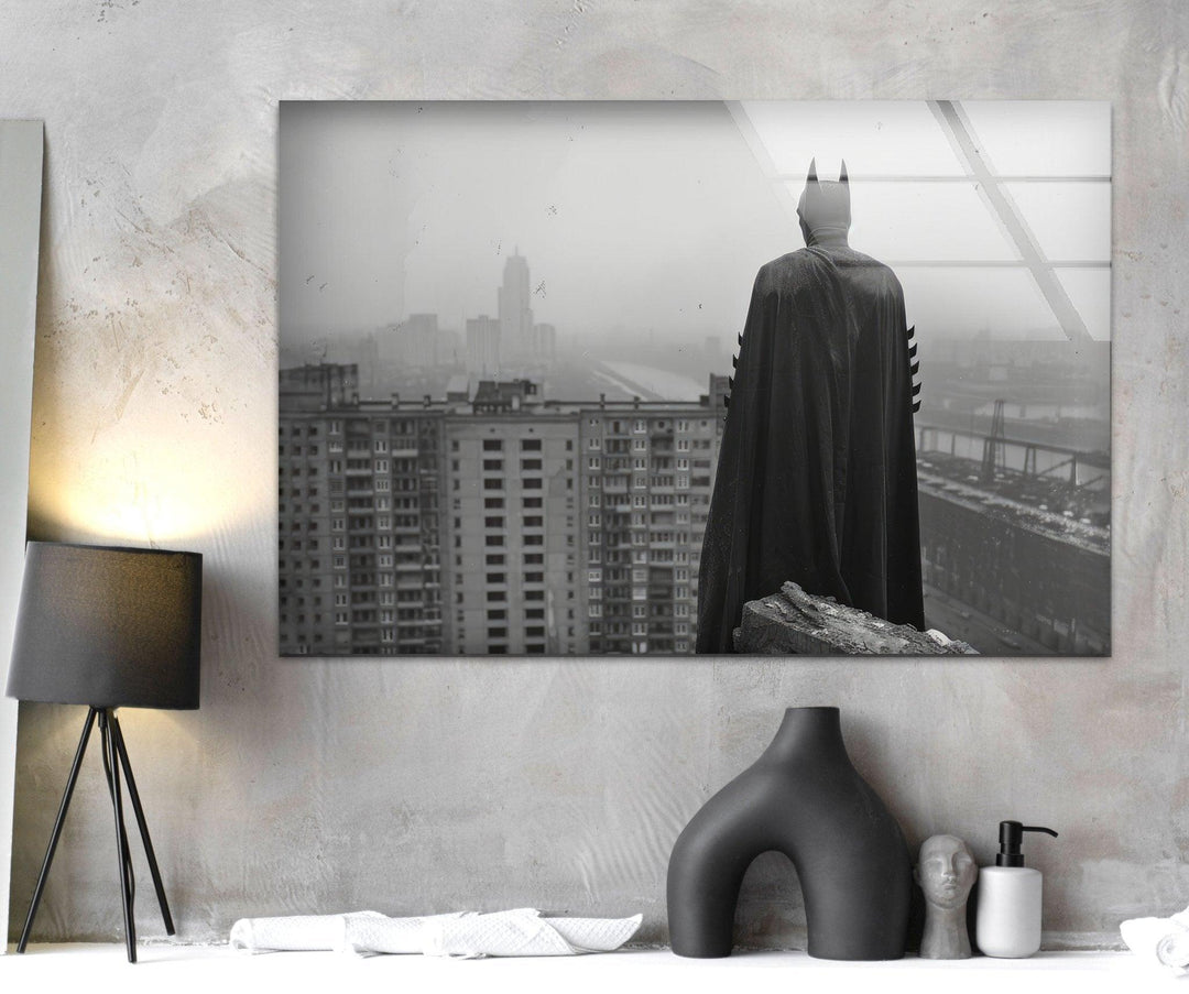 Batman City Glass Wall Art photo print on glass, prints on glass wall art
