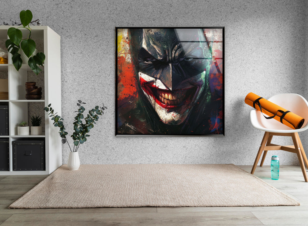 Batman & Joker Smile Glass Wall Art print on glass, glass printed photos
