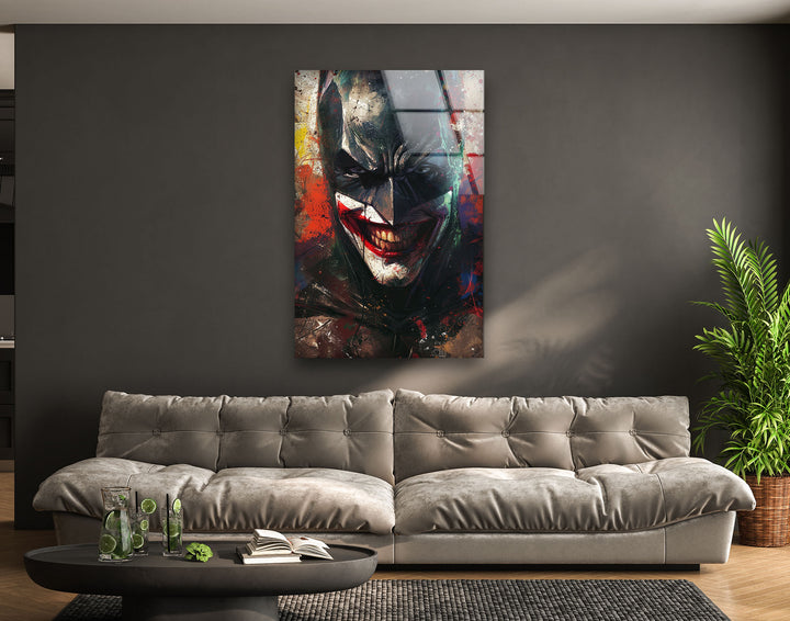 Batman & Joker Smile Glass Wall Art custom glass pictures, glass art prints
