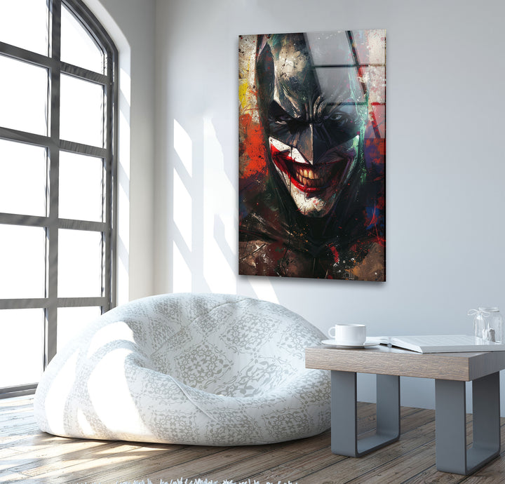 Batman & Joker Smile Glass Wall Art glass image printing, glass prints from photos
