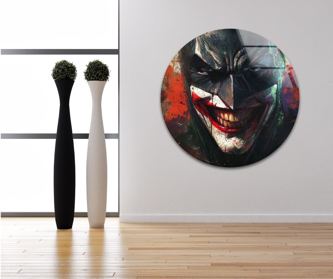 Batman & Joker Smile Glass Wall Art custom glass photo prints, large glass prints
