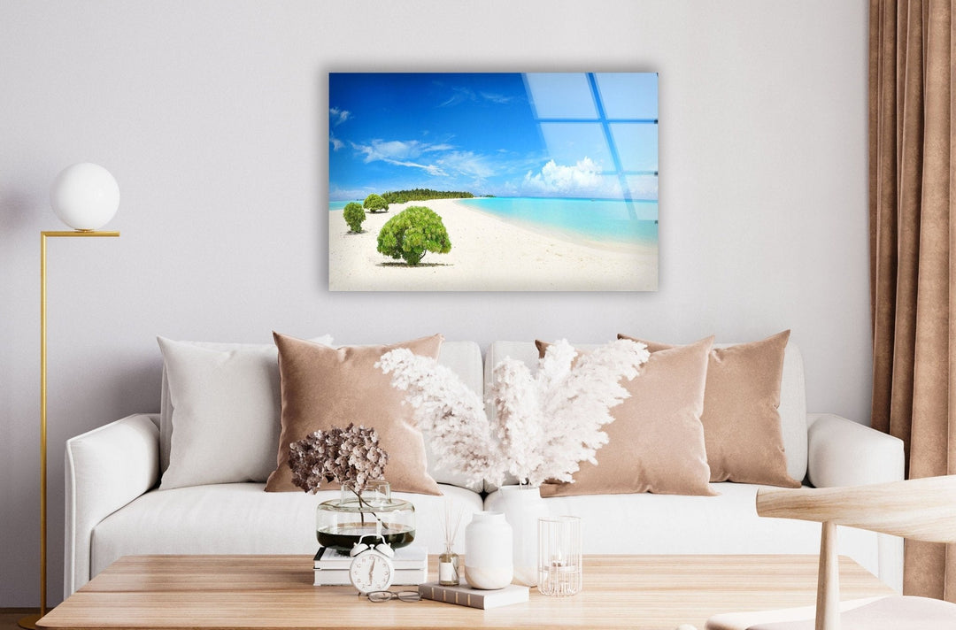 Beach Blue Sea Landscape Glass Wall Art large glass photo prints, glass wall photos