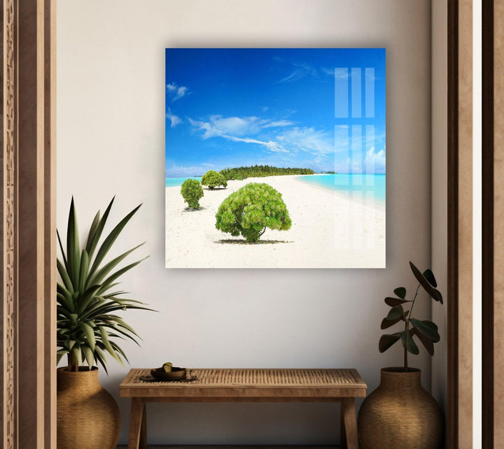 Beach Blue Sea Landscape Glass Wall Art print on glass, glass printed photos