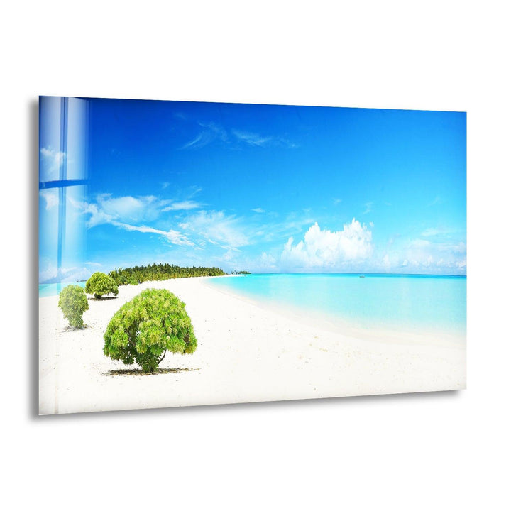 Beach Blue Sea Landscape Glass Wall Art photo print on glass, prints on glass wall art