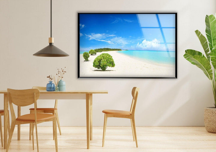 Beach Blue Sea Landscape Glass Wall Art picture on glass wall art, photos printed on glass