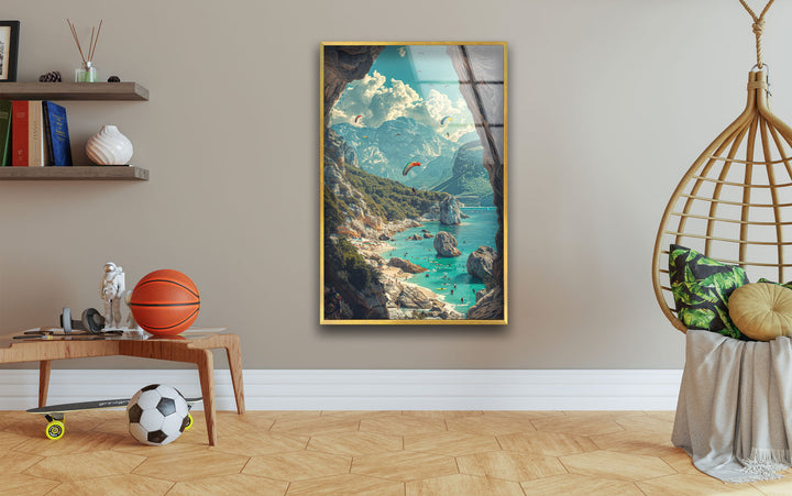 Island Beach Landscape Glass Wall Art glass pictures for Wall, glass prints wall art