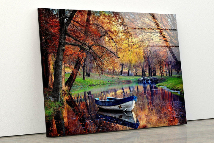 Beautiful Autumn Landscape Glass Wall Art glass art painting, glass art for the Wall