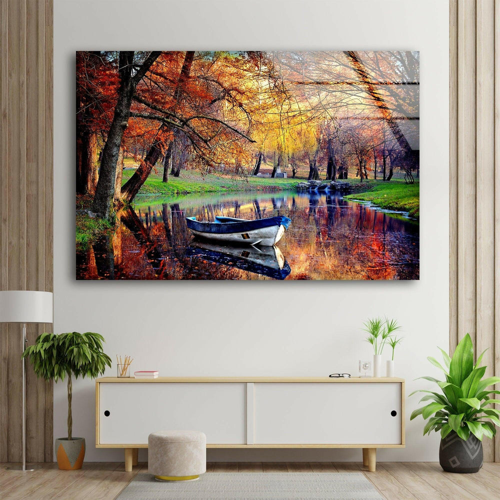 Beautiful Autumn Landscape Glass Wall Art stained glass wall art, stained glass wall decor