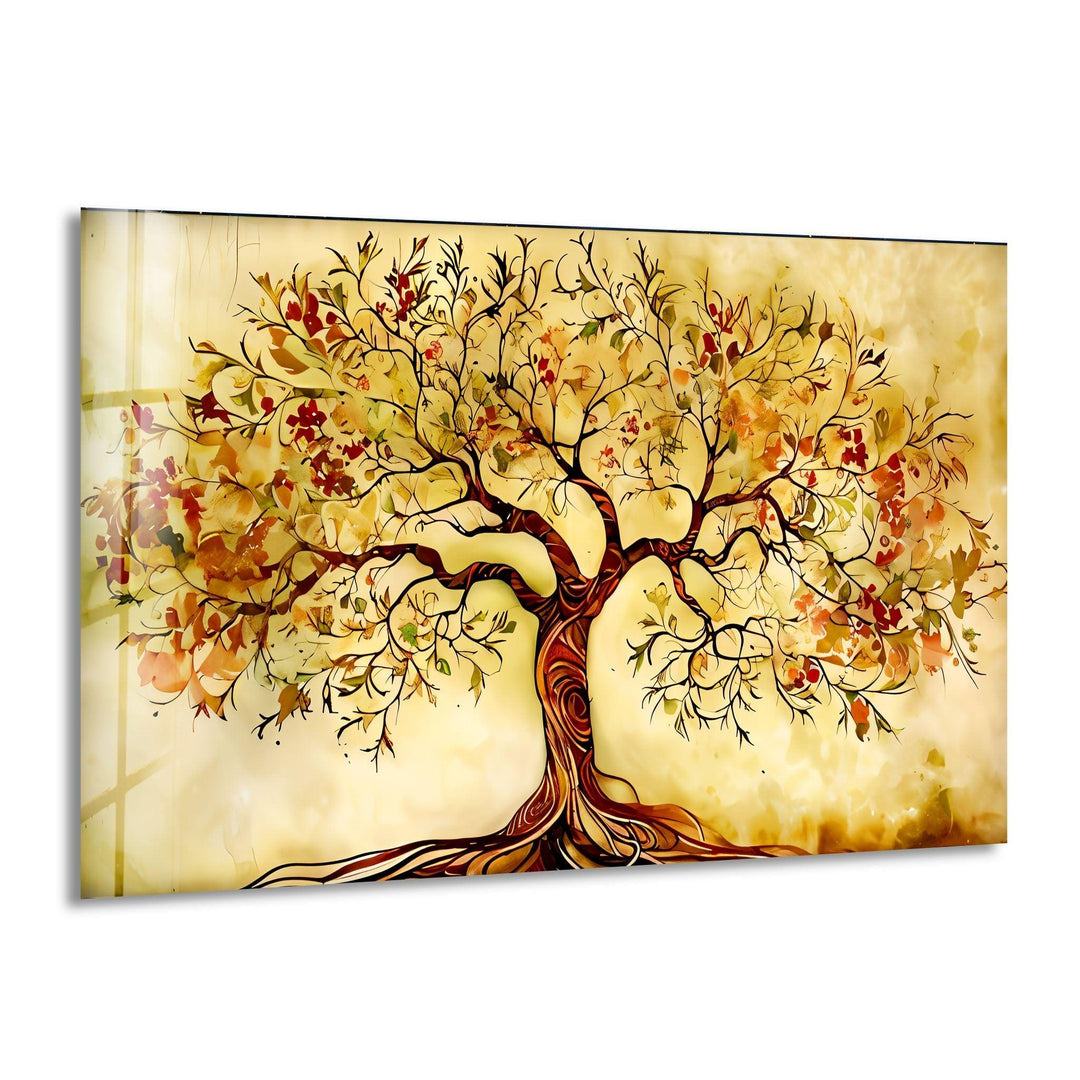 Beautiful Beige Tree Glass Wall Art Glass Printing Wall Art, Print photos on glass
