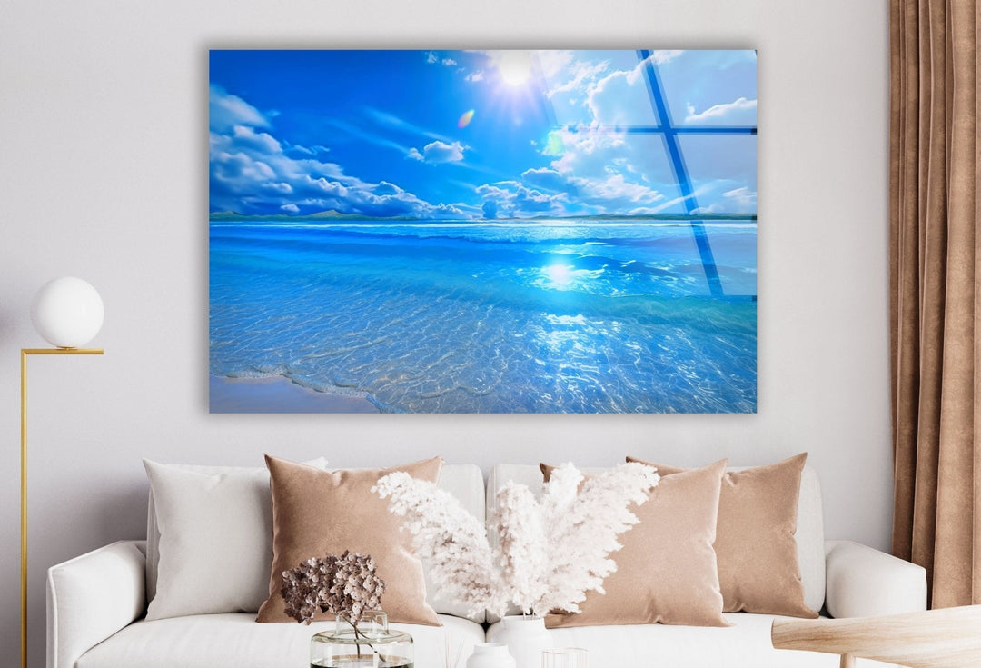 Beautiful Ocean Landscape Glass Wall Art custom glass photo prints, large glass prints
