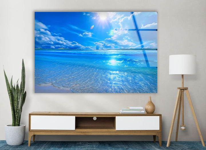 Beautiful Ocean Landscape Glass Wall Art large glass photo prints, glass wall photos
