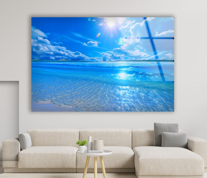 Beautiful Ocean Landscape Glass Wall Art glass photo prints, glass picture prints
