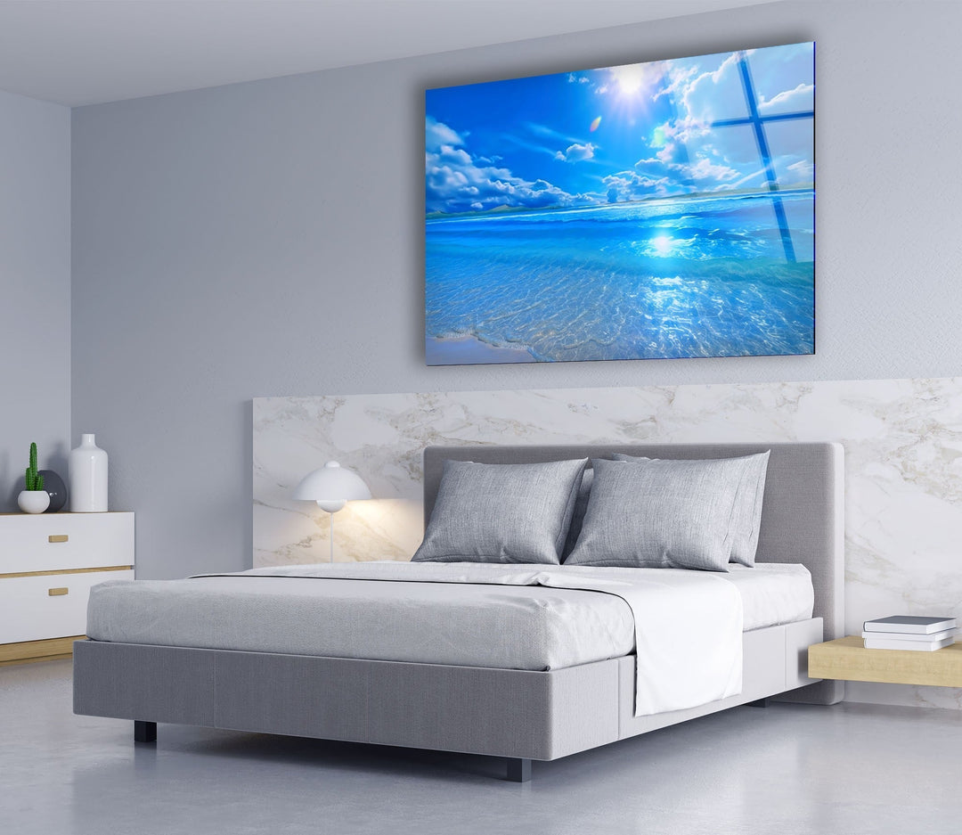 Beautiful Ocean Landscape Glass Wall Art glass pictures for Wall, glass prints wall art
